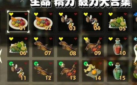 《塞尔达传说：旷野之息》全料理配方与装备升级材料速查大全