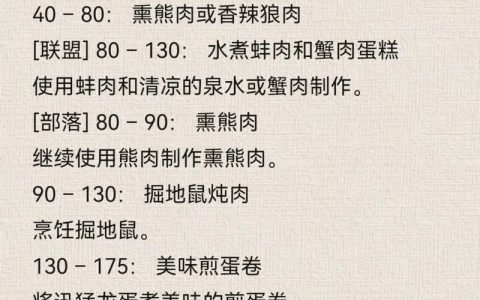 魔兽世界烹饪1-525速冲攻略，5分钟学会高效冲级路线