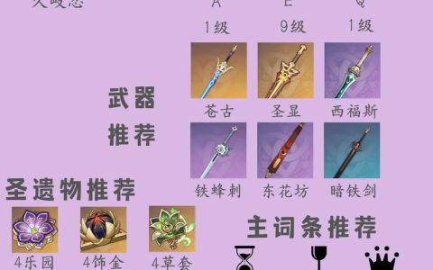 久岐忍圣遗物武器怎么选？3套毕业配装推荐轻松毕业