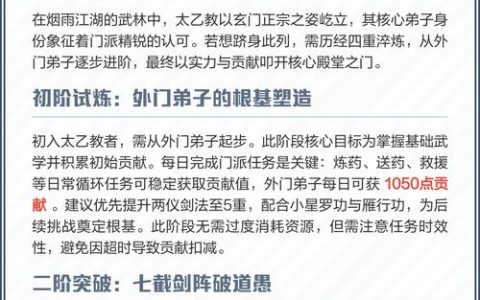 烟雨江湖入太乙教全攻略：前置条件、任务流程及最优选择详解