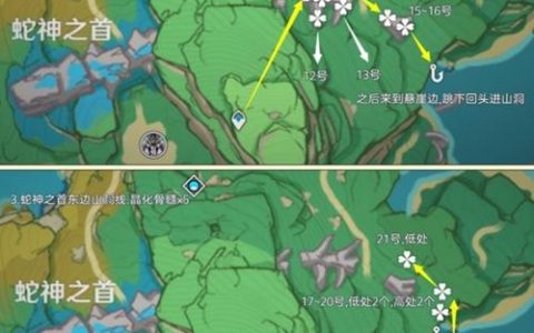 原神晶化骨髓采集路线图：3分钟高效刷满50个点位