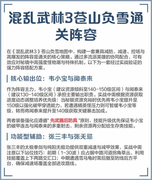 混乱武林苍山负雪太难?S8赛季最新攻略,3套阵容轻松通关