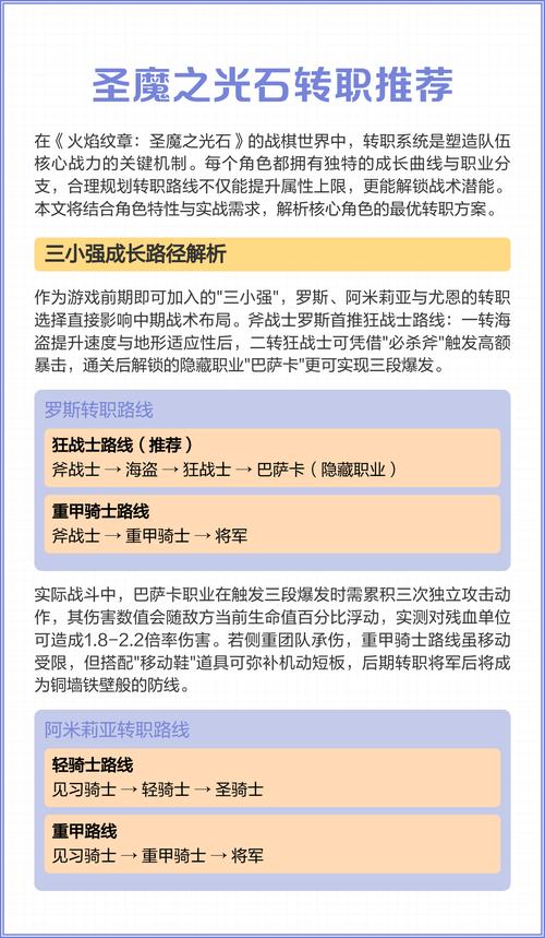 圣魔之光石转职怎么选?这份全角色最优职业攻略必看