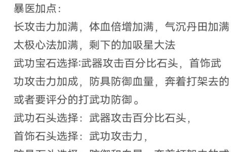 热血江湖医生双修攻略：亲测最新版本双修加点与装备搭配