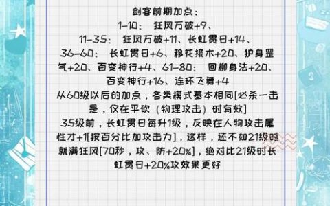 热血江湖2021剑客加点攻略：亲测三套高效PVE配点方案