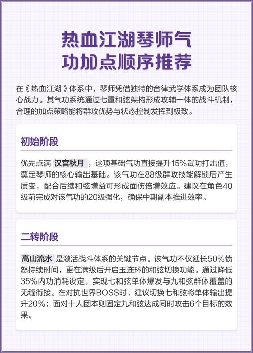 热血江湖琴师6转气功怎么点?这份2026加点顺序请收好